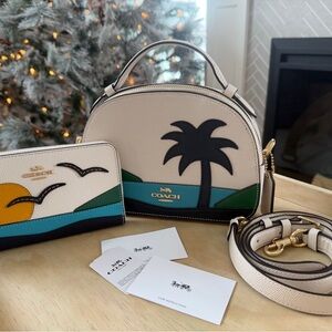 NWT Coach Serena Satchel Crossbody Purse Sunset Beach with wallet
